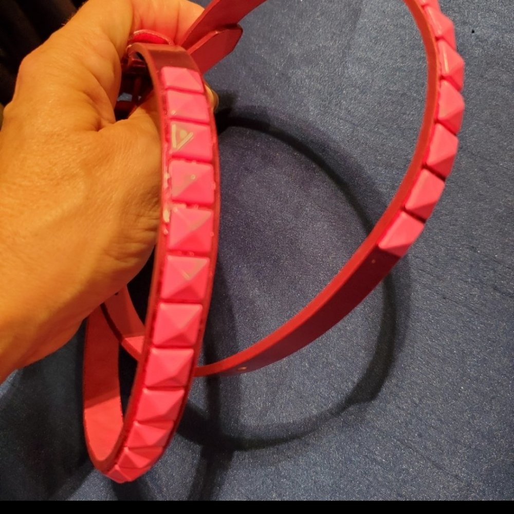 GIRLS METALLIC PINK STUDDED BELT
